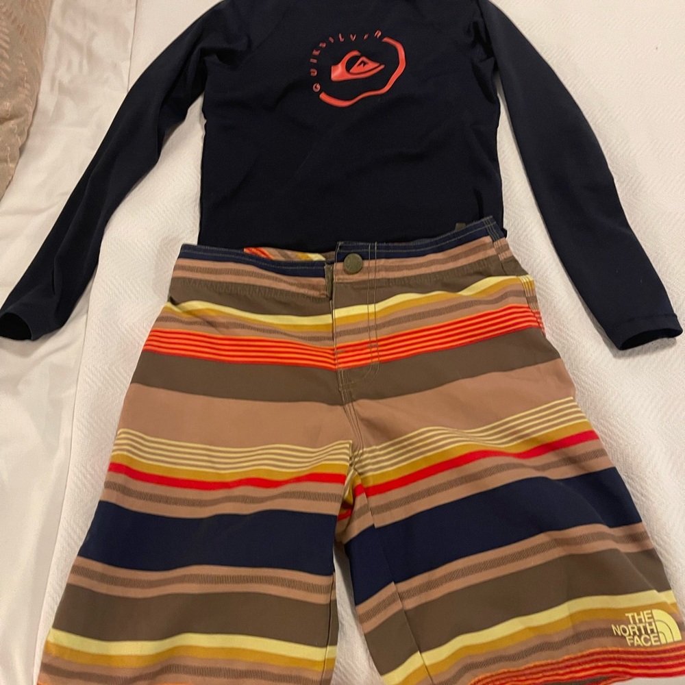 Boys North Face bathing suit. Quicksilver 🏄‍♂️ sun shirt